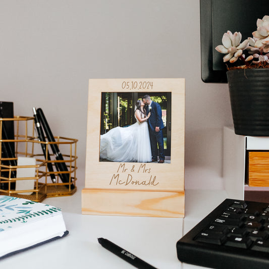 Personalised Wedding/Anniversary - Wooden Engraved Photo Frame