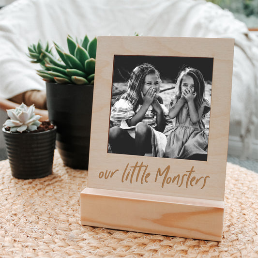 Our Little Monsters - Wooden Engraved Family Photo Frame