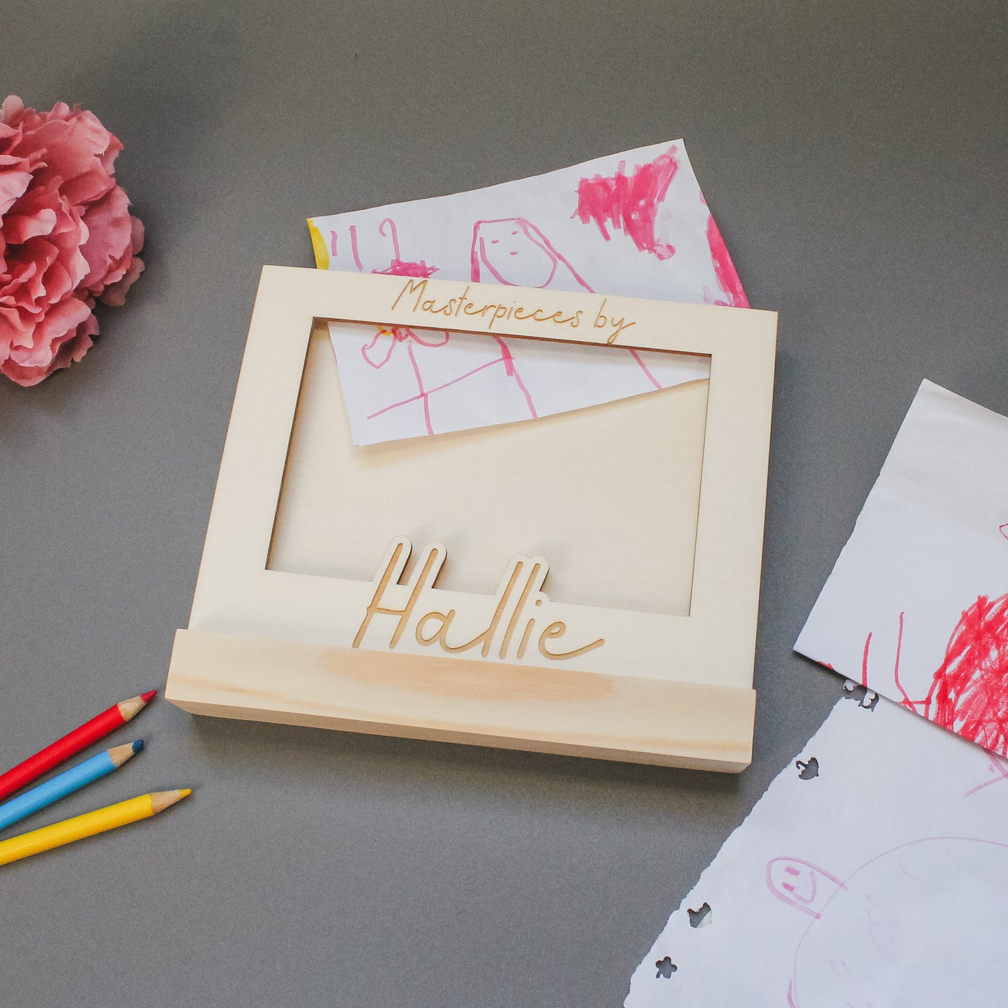 Personalised kids' art frame – a thoughtful handmade gift for parents and grandparents to treasure their child’s artwork.
