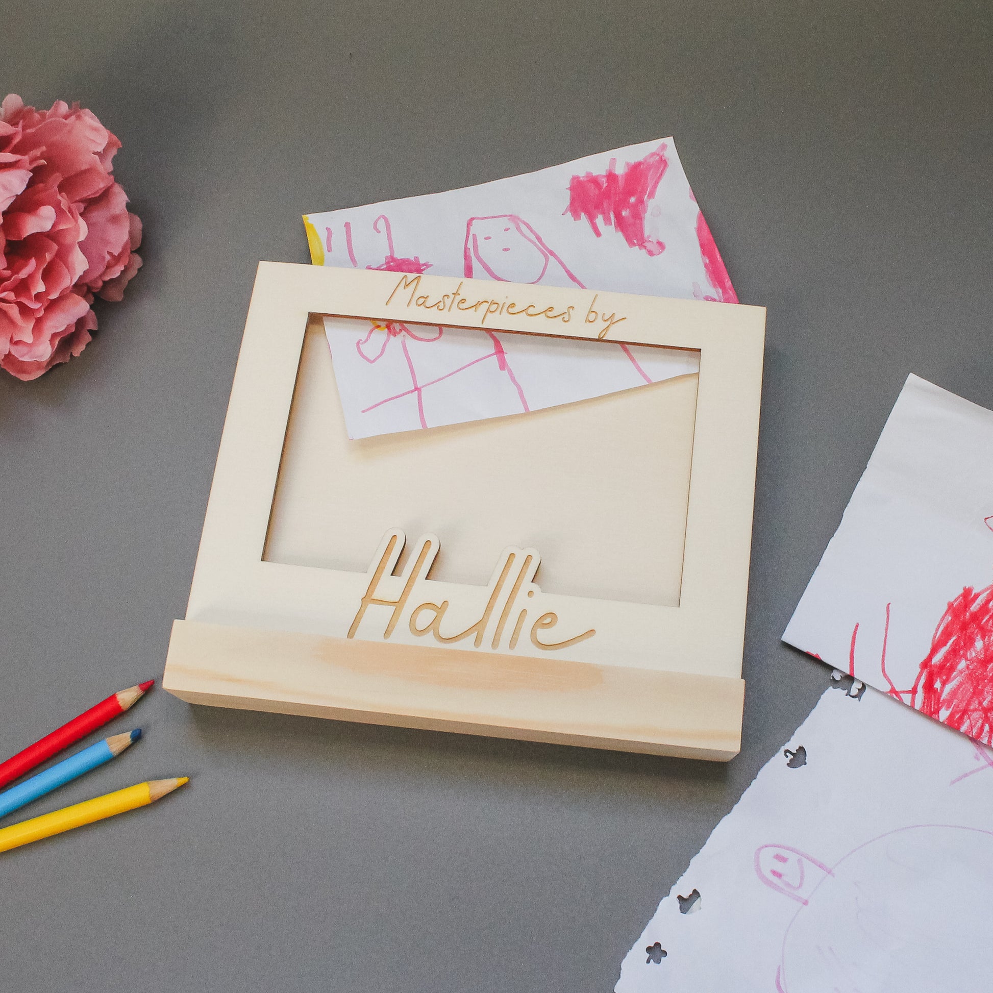 Personalised kids' art frame – a thoughtful handmade gift for parents and grandparents to treasure their child’s artwork.