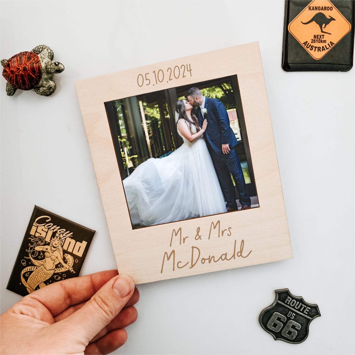 Personalised Wedding/Anniversary - Wooden Engraved Photo Frame