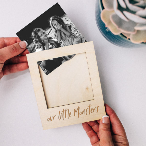 Our Little Monsters - Wooden Engraved Family Photo Frame