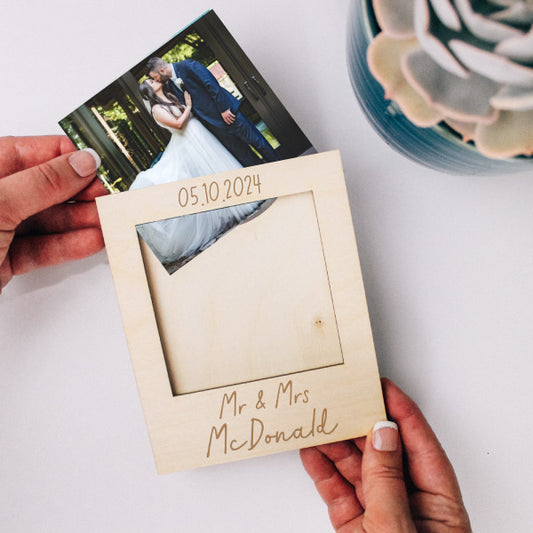 Personalised Wedding/Anniversary - Wooden Engraved Photo Frame