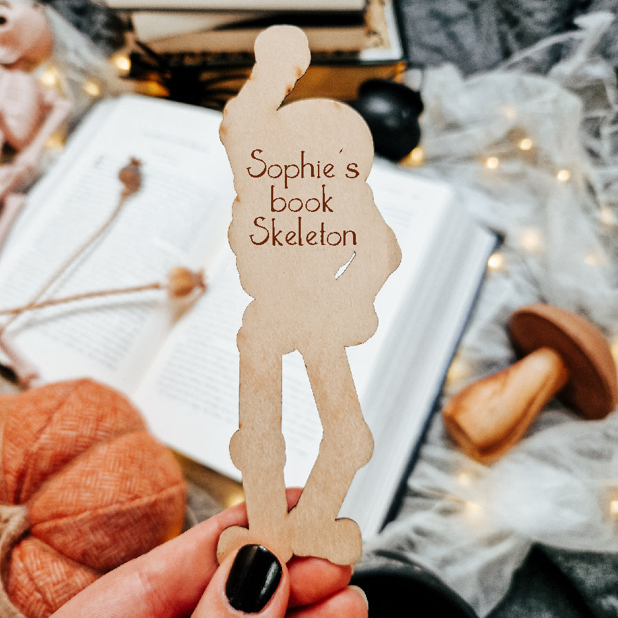 image showing the reverse of the bookmark with a custom personalised engraving showing a name