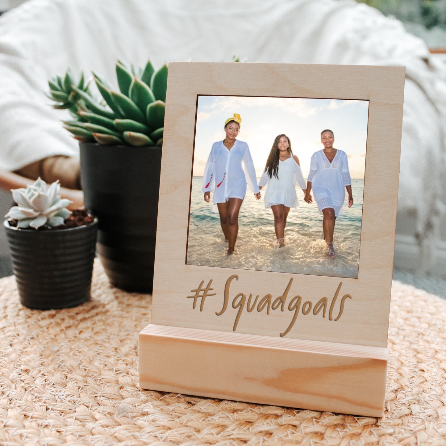 #SquadGoals - Wooden Engraved Best Friends Photo Frame