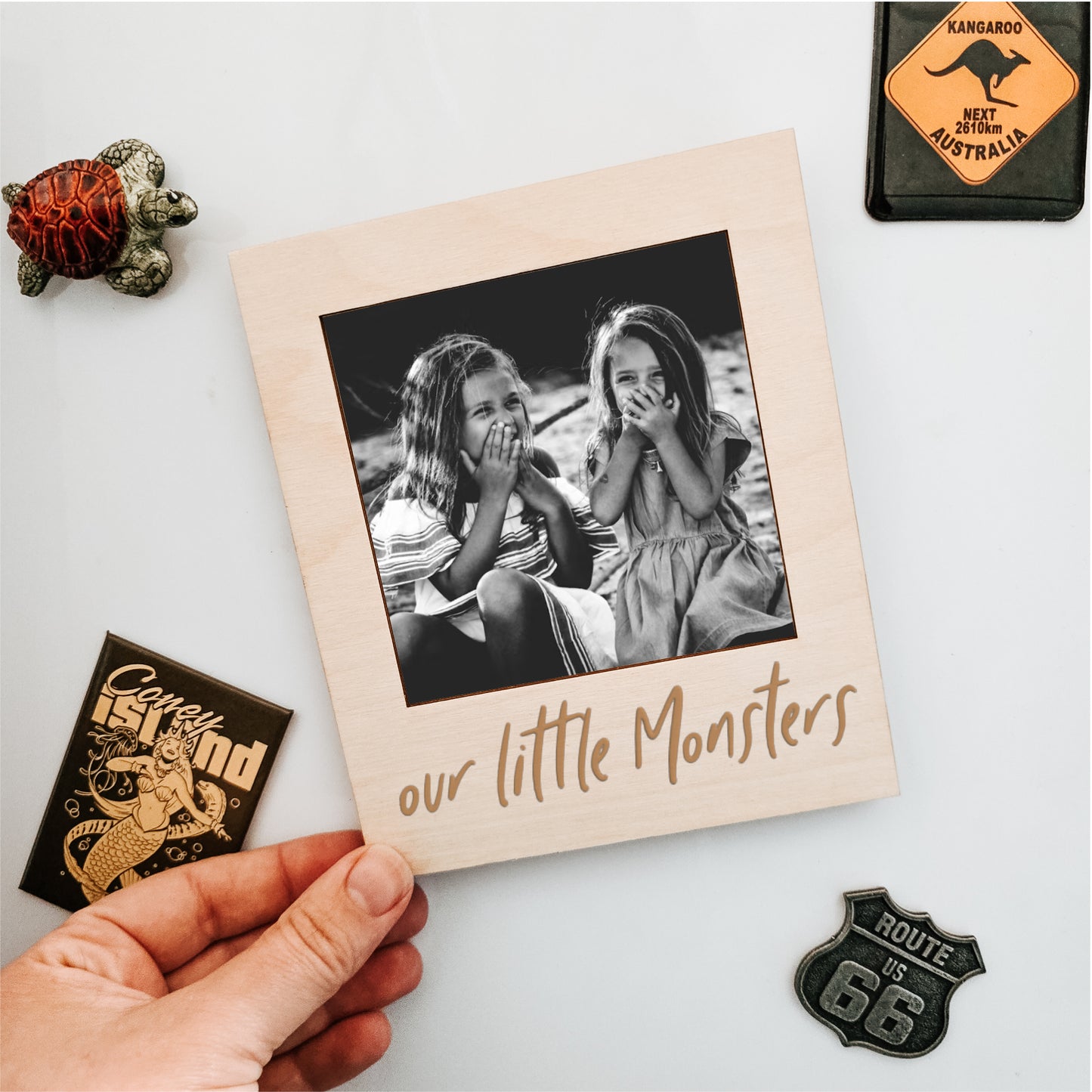 Our Little Monsters - Wooden Engraved Family Photo Frame