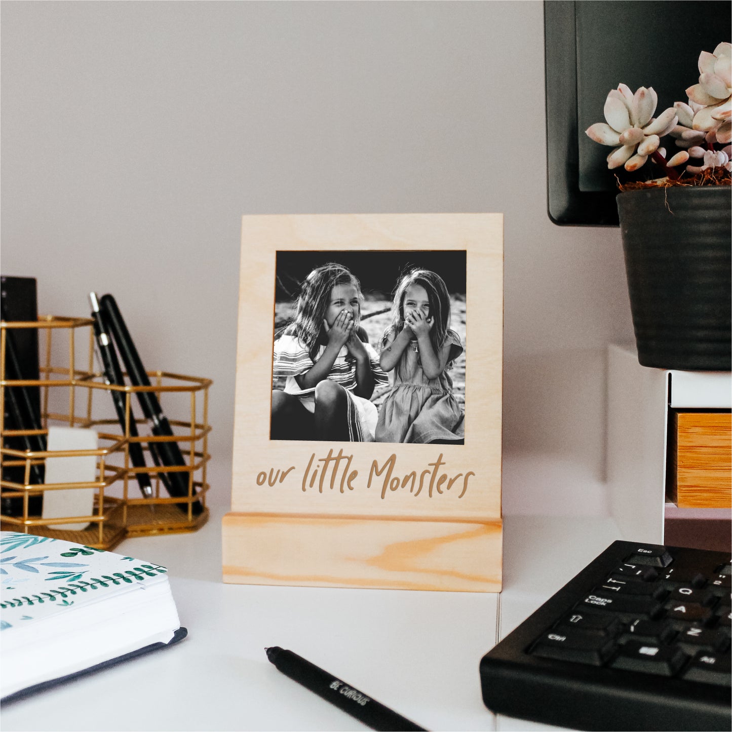 Our Little Monsters - Wooden Engraved Family Photo Frame