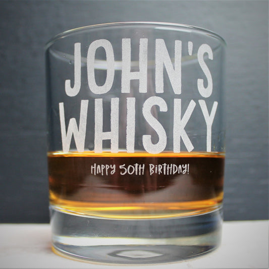 Engraved Birthday Personalised Name Tumbler Glass