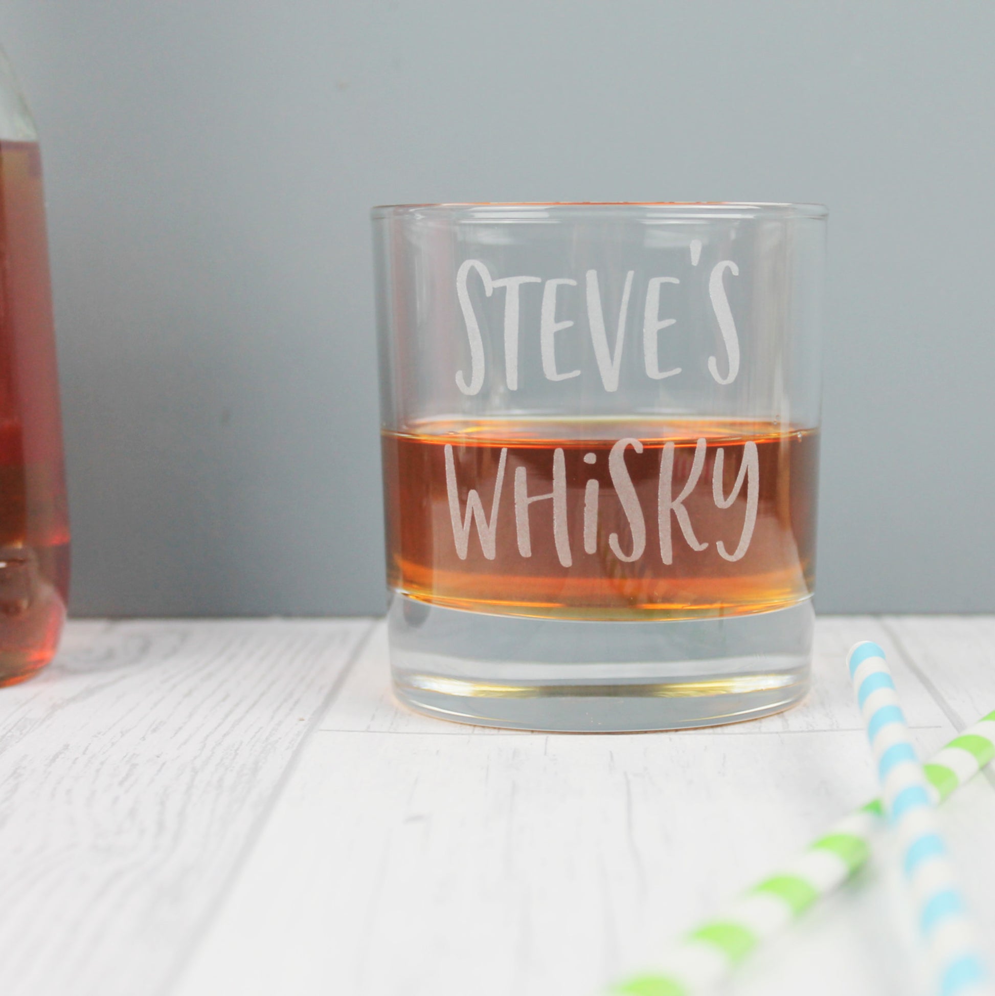 Engraved whisky tumbler - personalised with the custom name of your choice