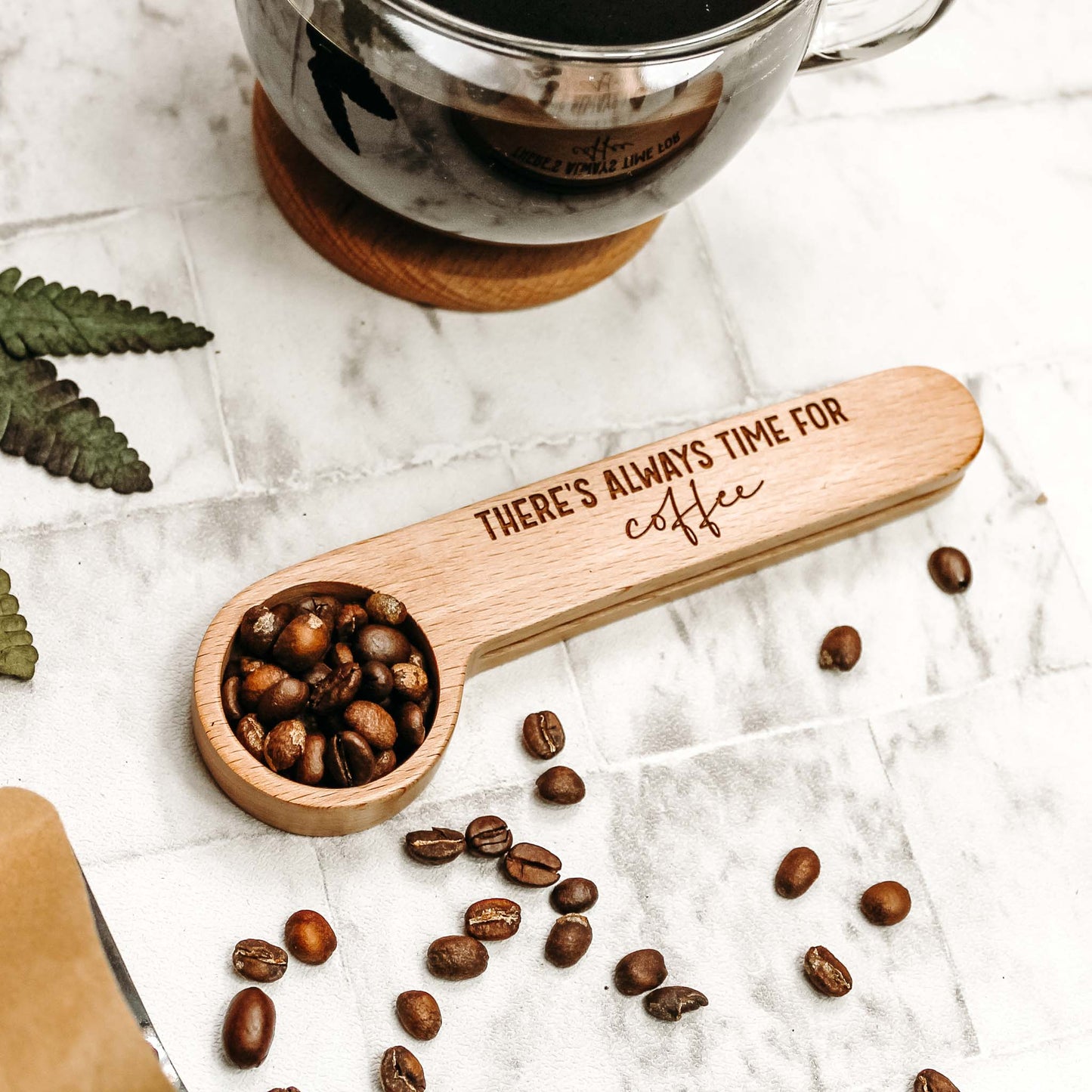 There's Always Time for Coffee Wooden Spoon & Clip