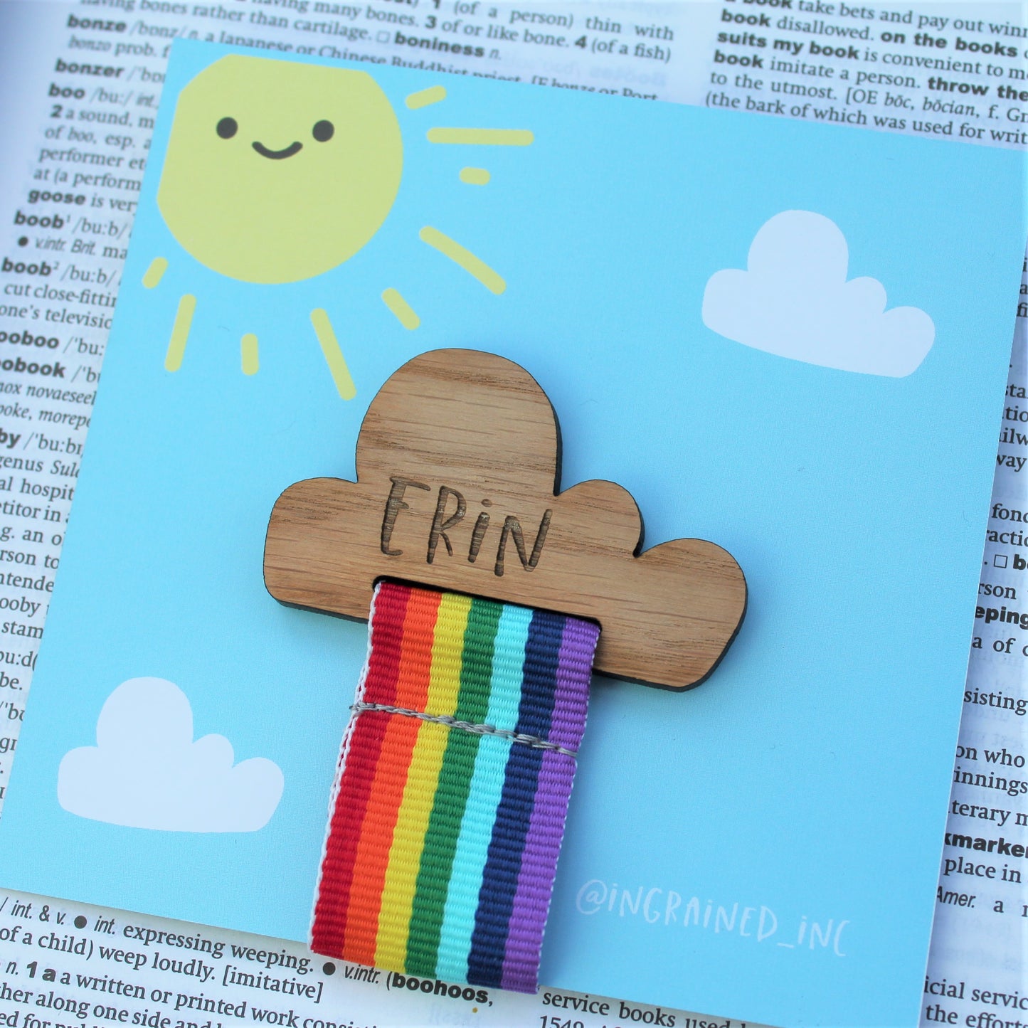 Custom Rainbow Cloud Bookmark