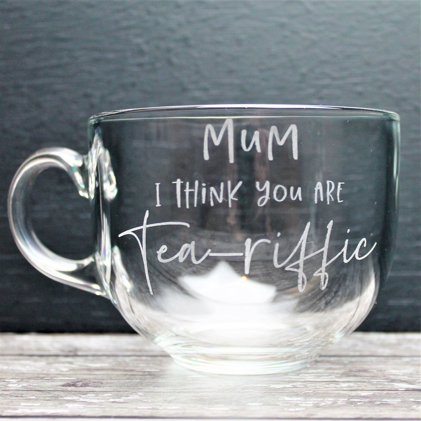 tea lovers mug for mothers day. Glass large mug