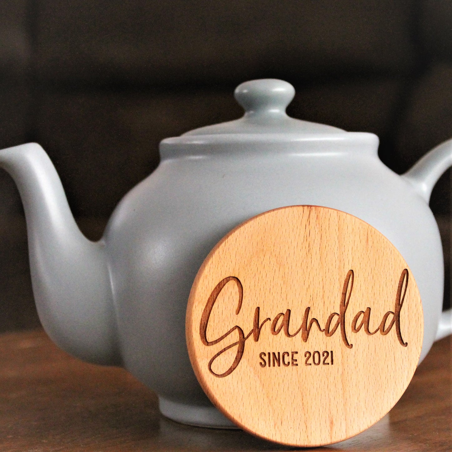Personalised grandad coaster gift wooden engraved with custom message