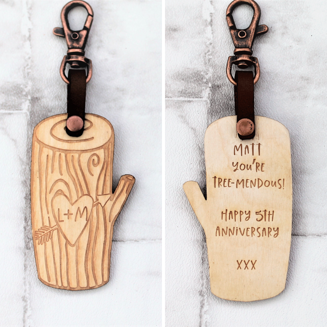 Personalised Tree Carving - Wooden Keyring