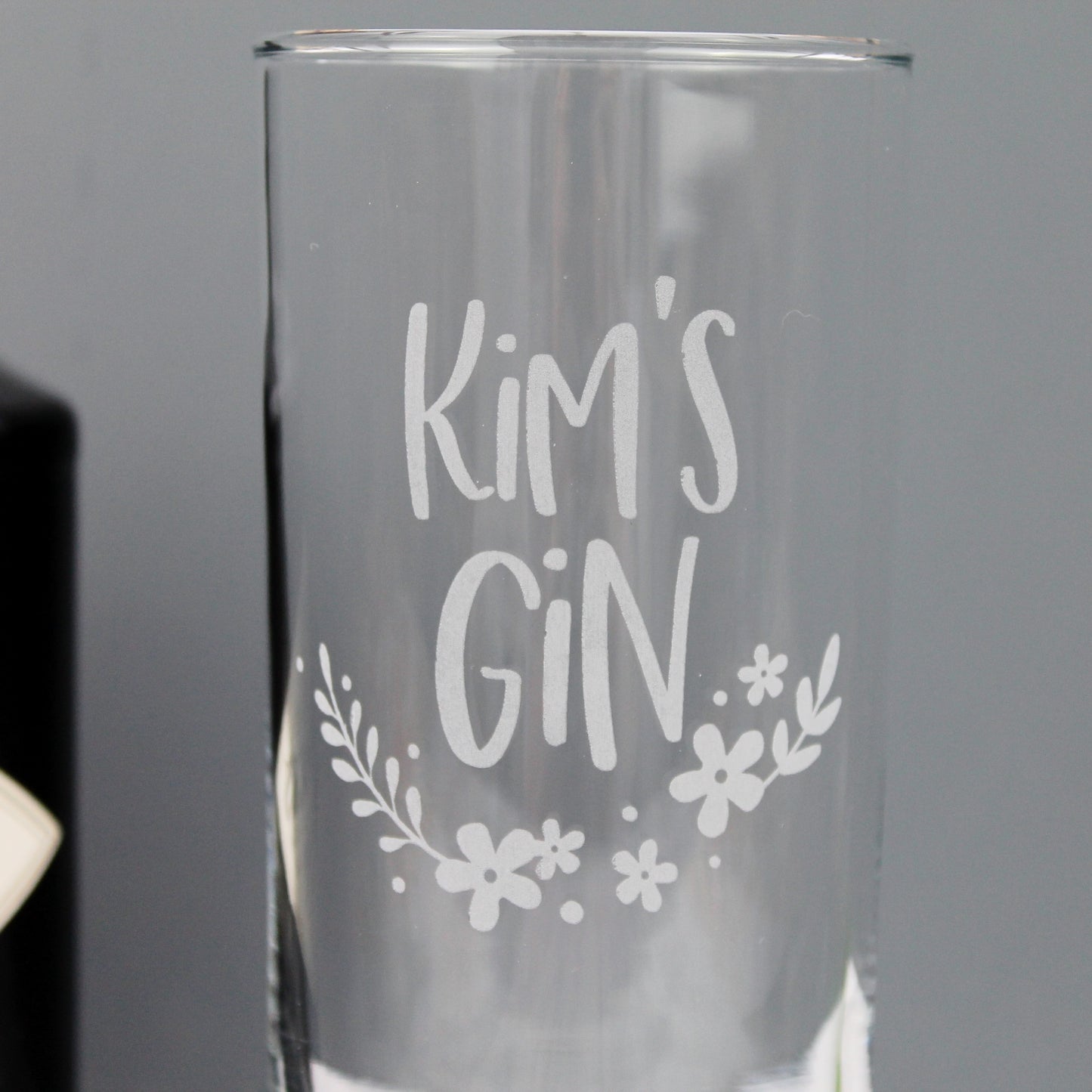 Gin glass for bestie personalised with name of choice and floral design