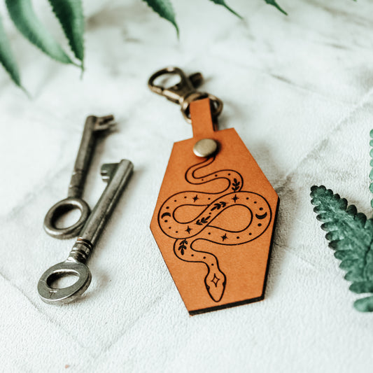 celestial snake keyring with swivel clasp in a boho style