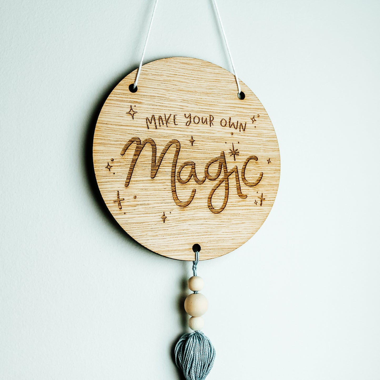 Make Magic - Inspirational Round Wooden Sign With Tassel