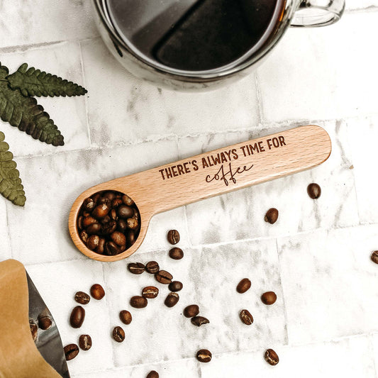 There's Always Time for Coffee Wooden Spoon & Clip