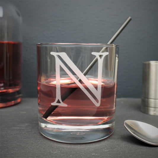 Custom initial engraved luxury glass for a gin lover