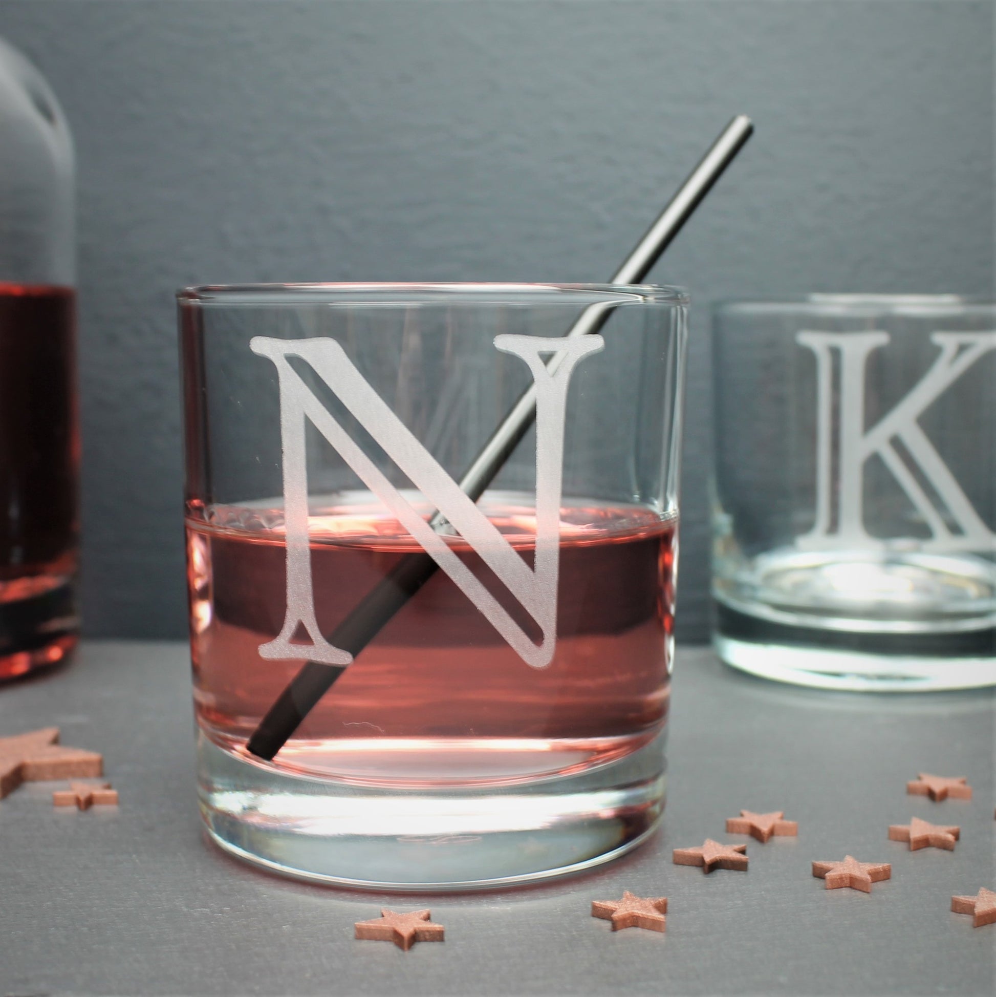 luxury engraved initial Gin glass ideal 30th birthday gift for her