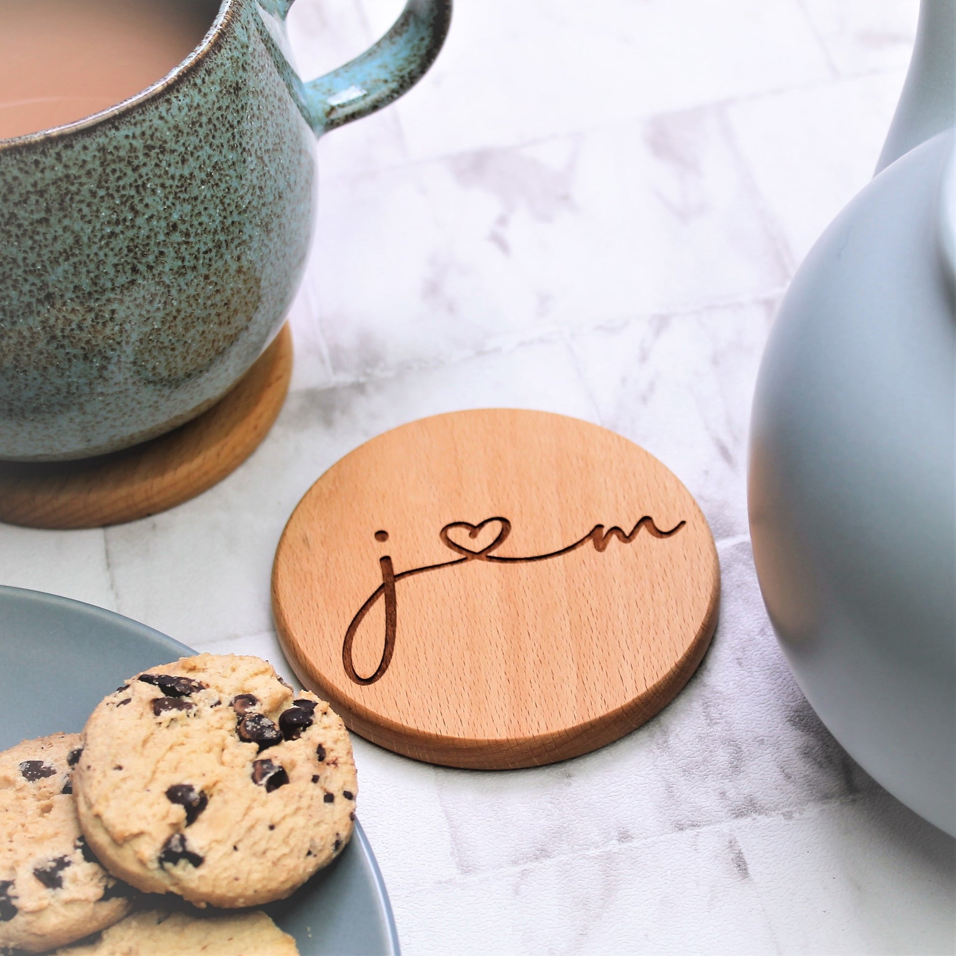 wooden couples coaster for 5 year anniversary