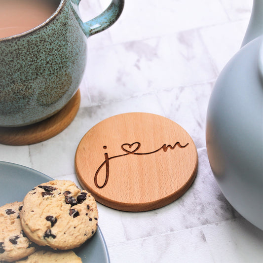 wooden couples coaster for 5 year anniversary