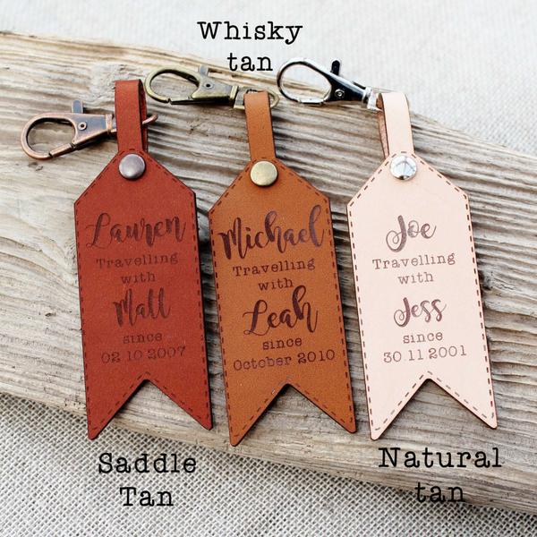 Personalised Funny Leather Luggage Tag - Hands Off!