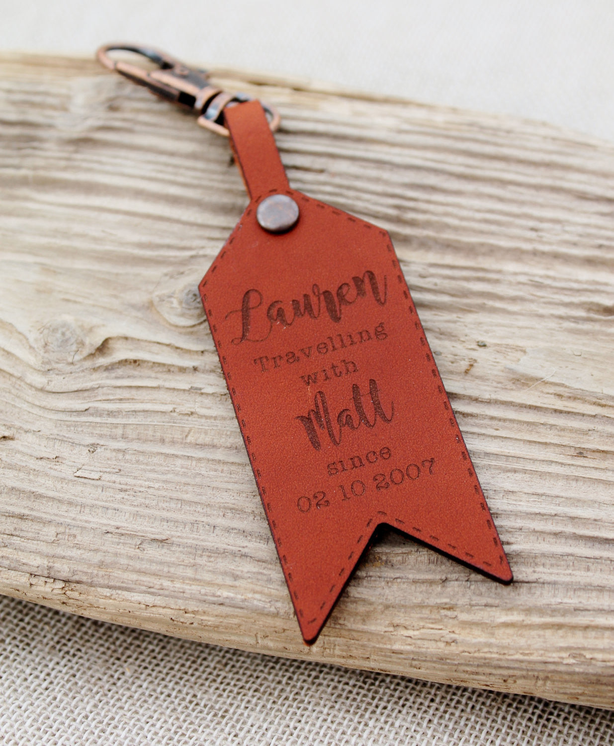 Customised Leather Luggage Tag - Travelling Since