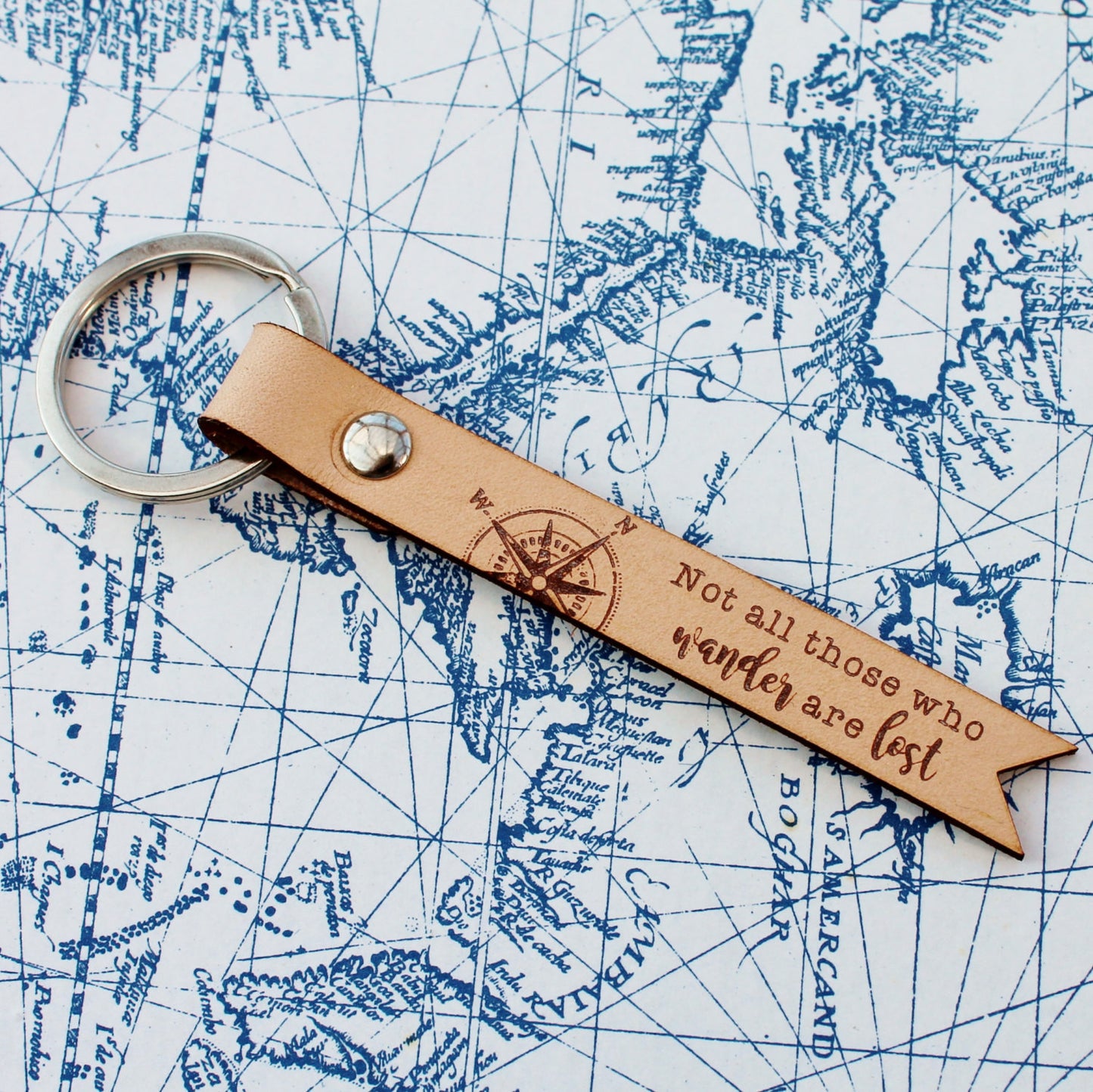 Not All Those Who Wander Are Lost - Leather Keyring