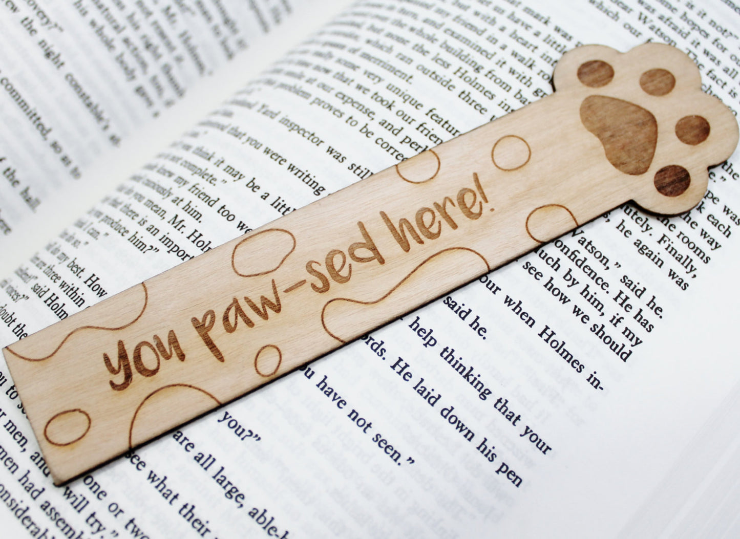 Wooden Paw Print 'You Paw-sed here' Cat Dog Animal Bookmark