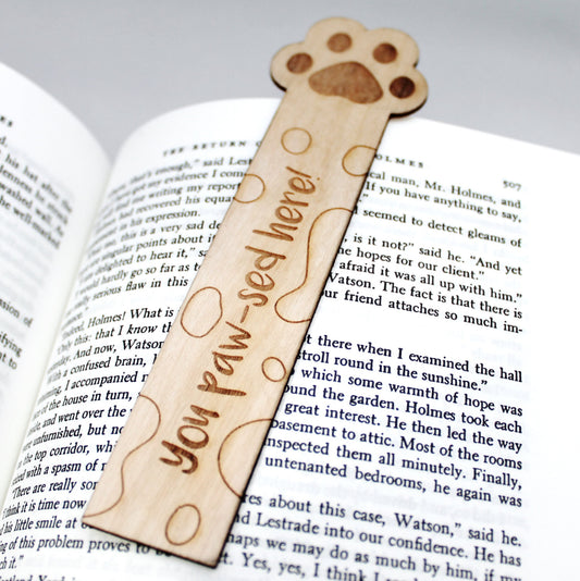 Wooden Paw Print 'You Paw-sed here' Cat Dog Animal Bookmark