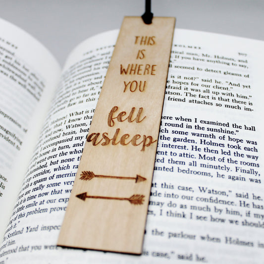 This is Where You Fell Asleep Bookmark Funny Arrow Book Lover Gift