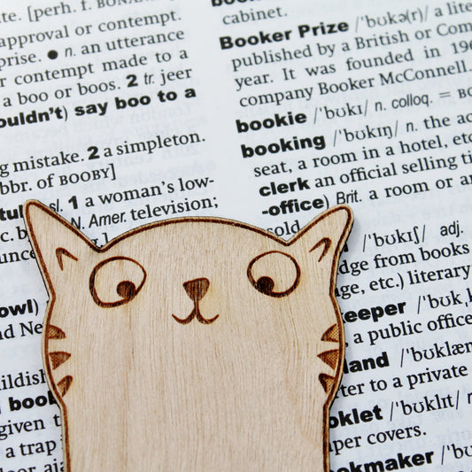 Sneaky Cat Bookmark Wooden Engraved