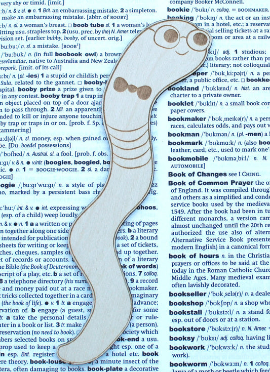 Bookworm Worm Wooden Bookmark