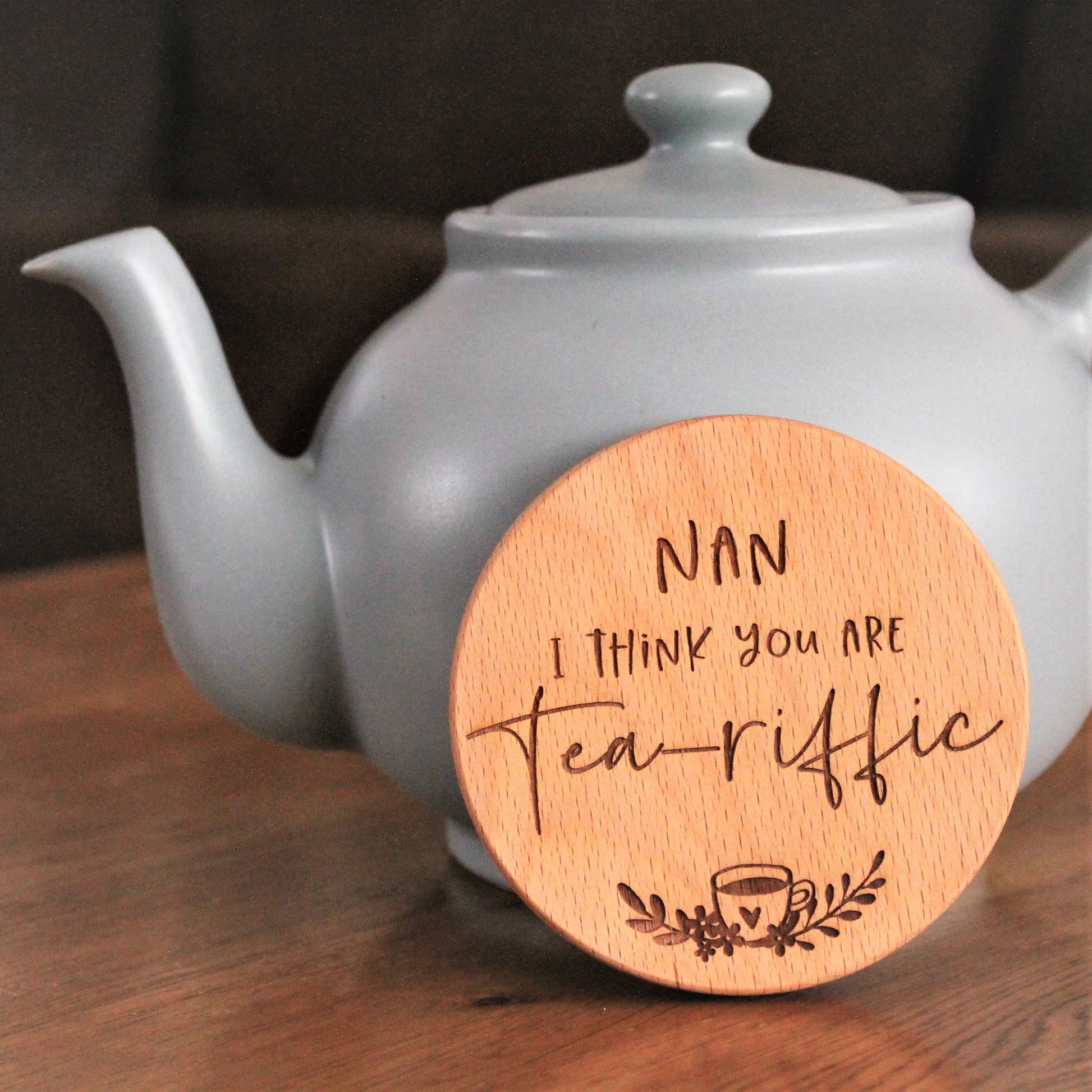 Tea loving nan coaster engraved wooden coaster