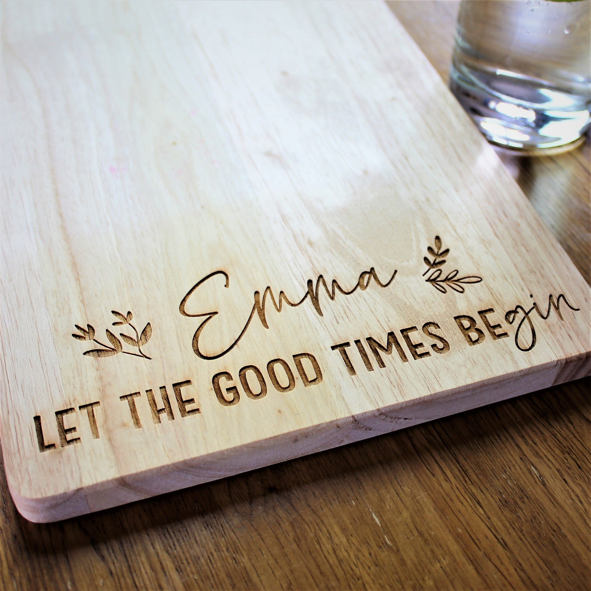 engraved wooden gin fruit cutting board, created for the gin lover
