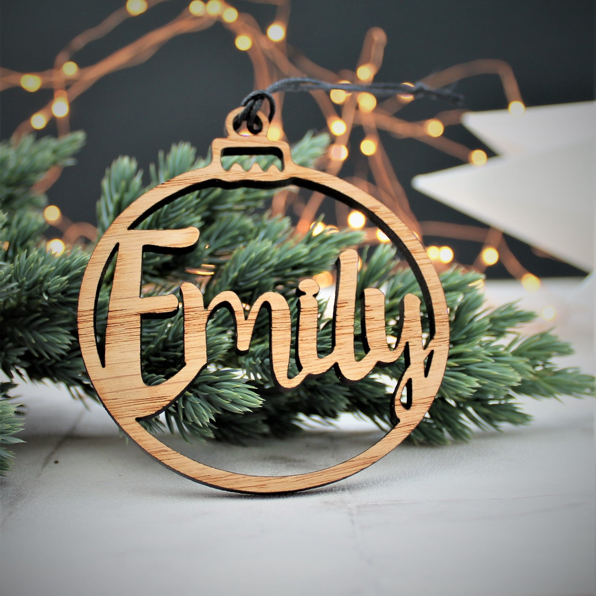 Personalised Christmas ornament with cut out name. Perfect for decorating the Christmas Tree  