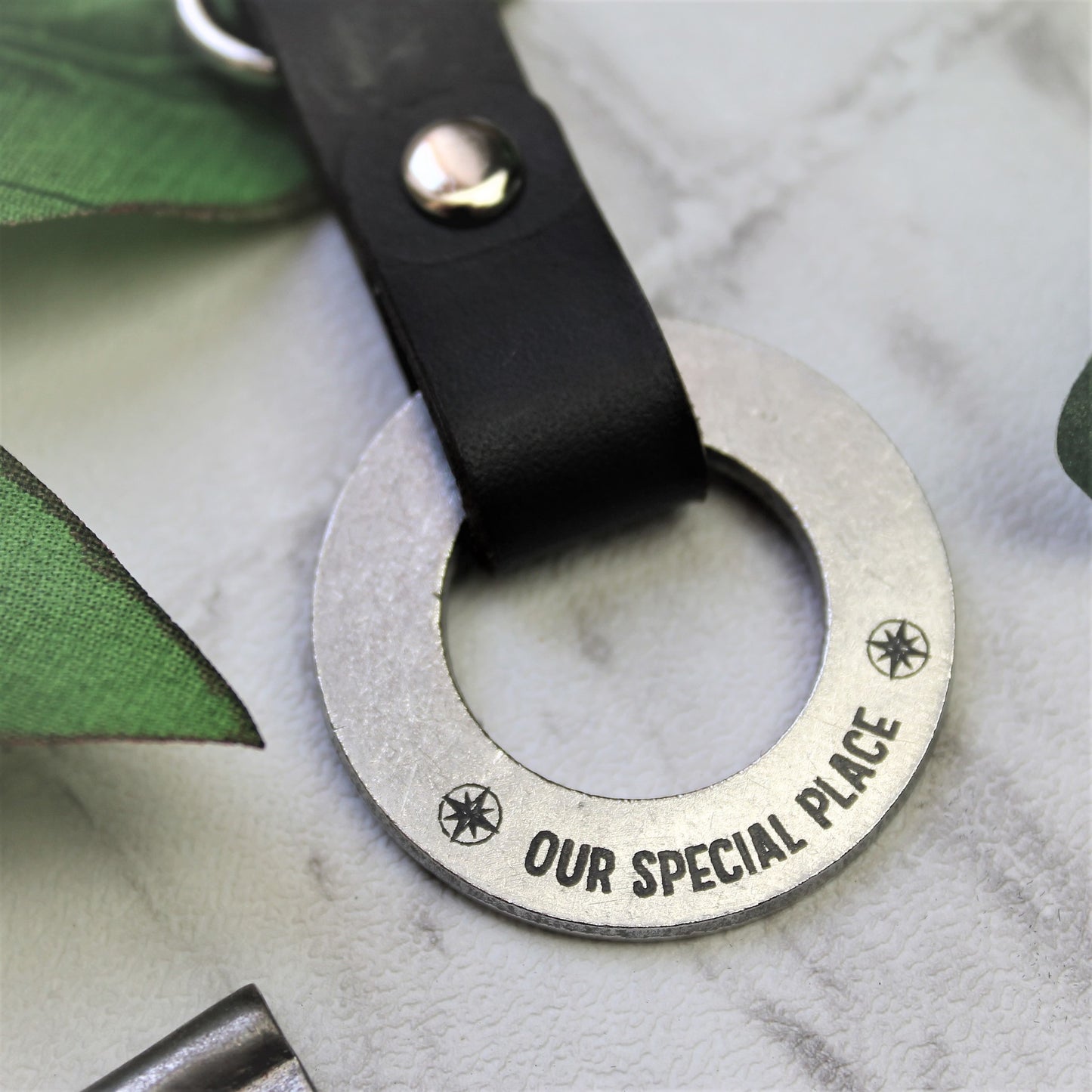 special place custom steel keyring reverse