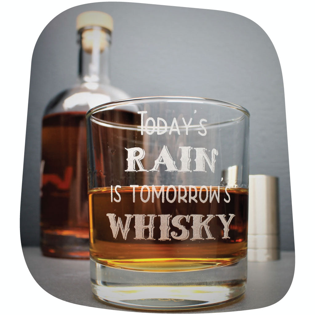Engraved glass tumbler for Whisky, personalised and made in the UK