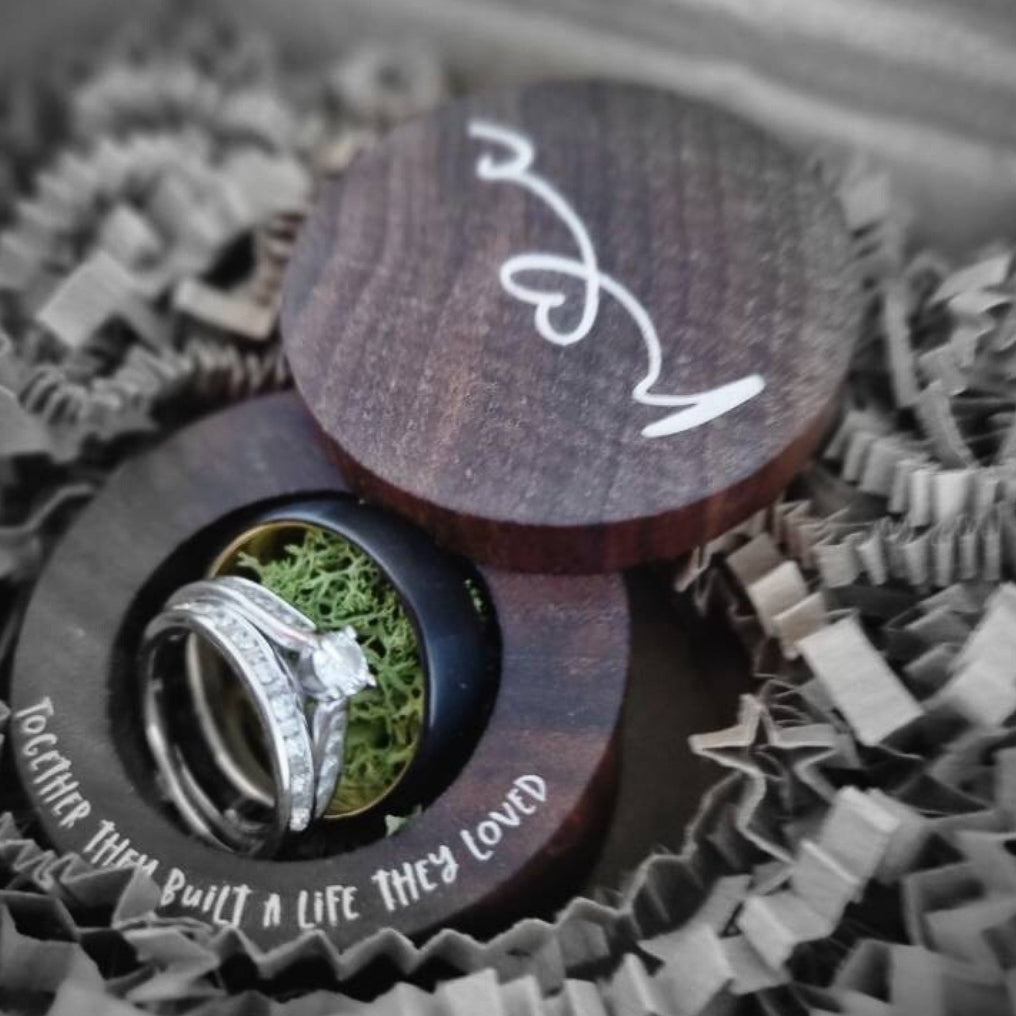 Custom Walnut engraved Ring box for wedding 