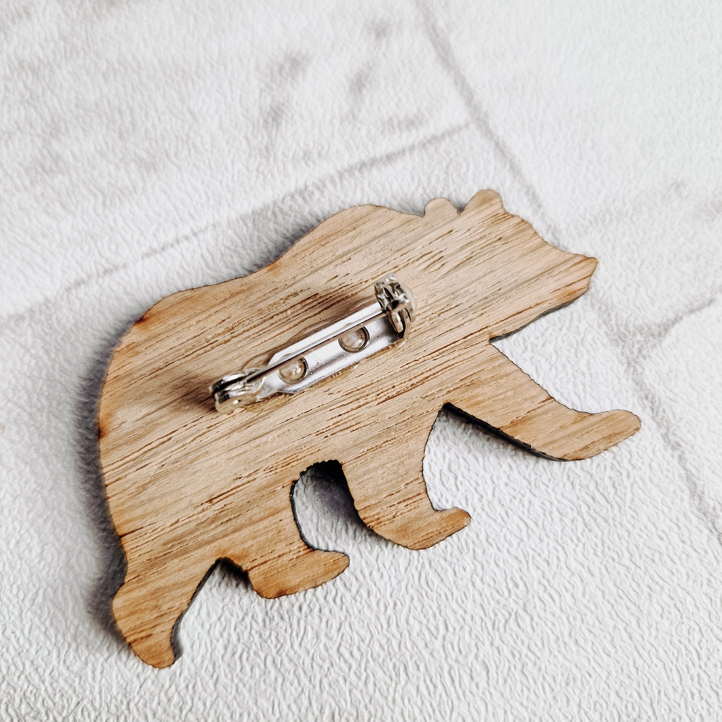 Christmas Jumper Bear Wooden Pin Brooch