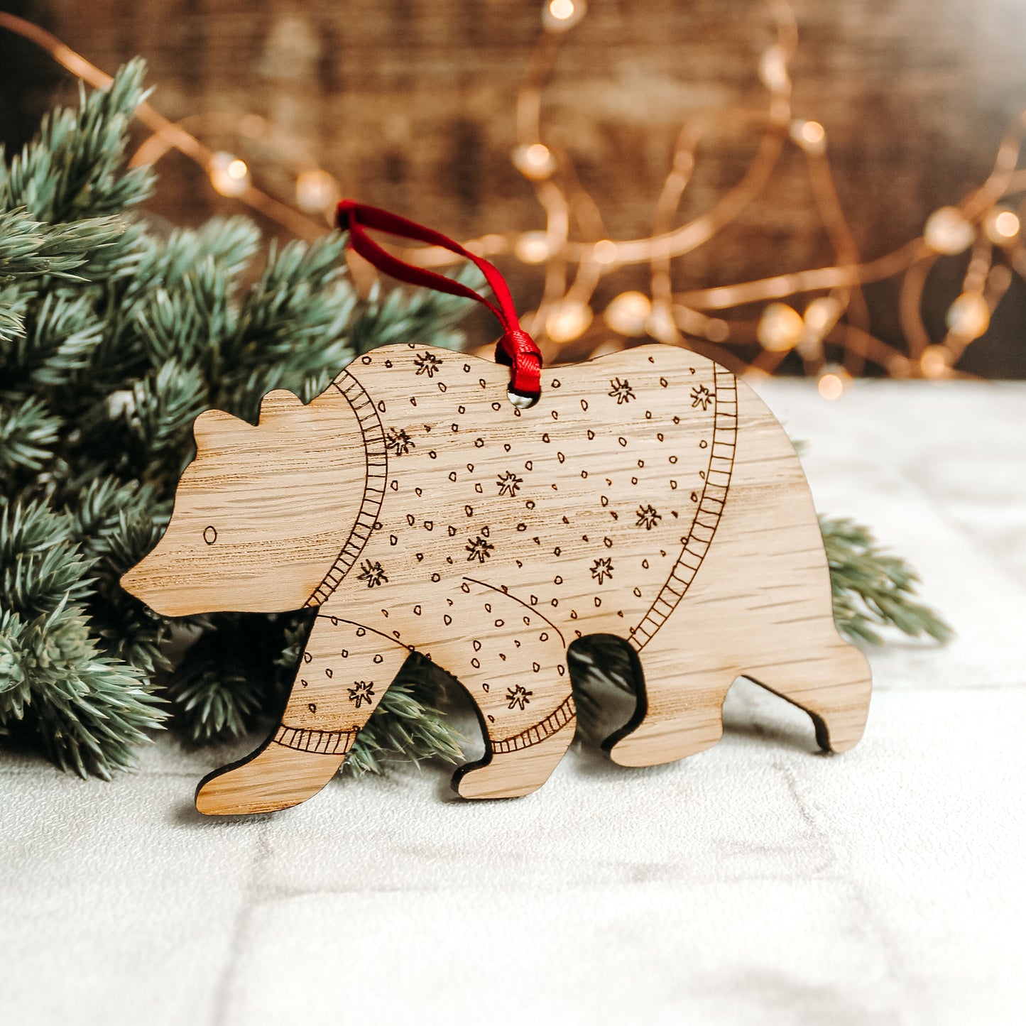 Christmas Jumper Bear Wooden Decoration