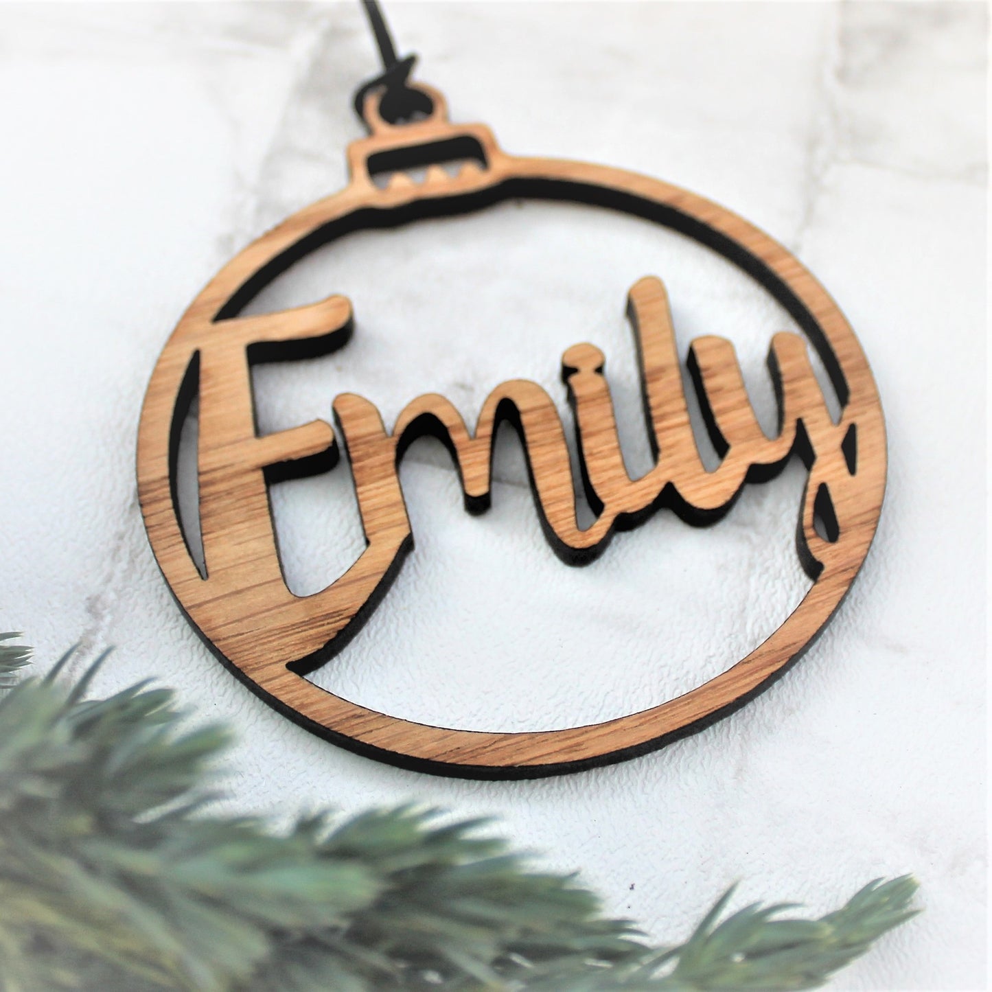 Wooden personalised Christmas tree ornament. Can be used as table place idea at the Christmas  dinner table.