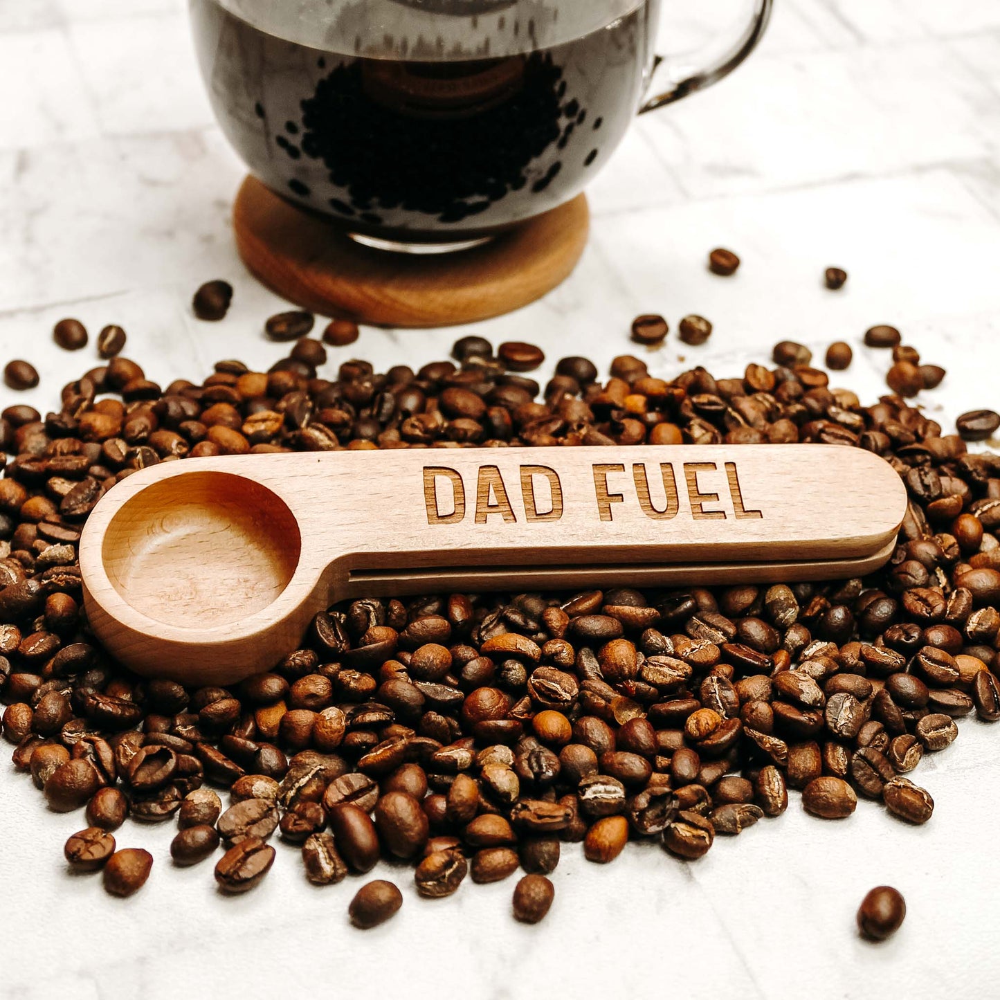 coffee lovers wooden engraved spoon for coffee loving dad