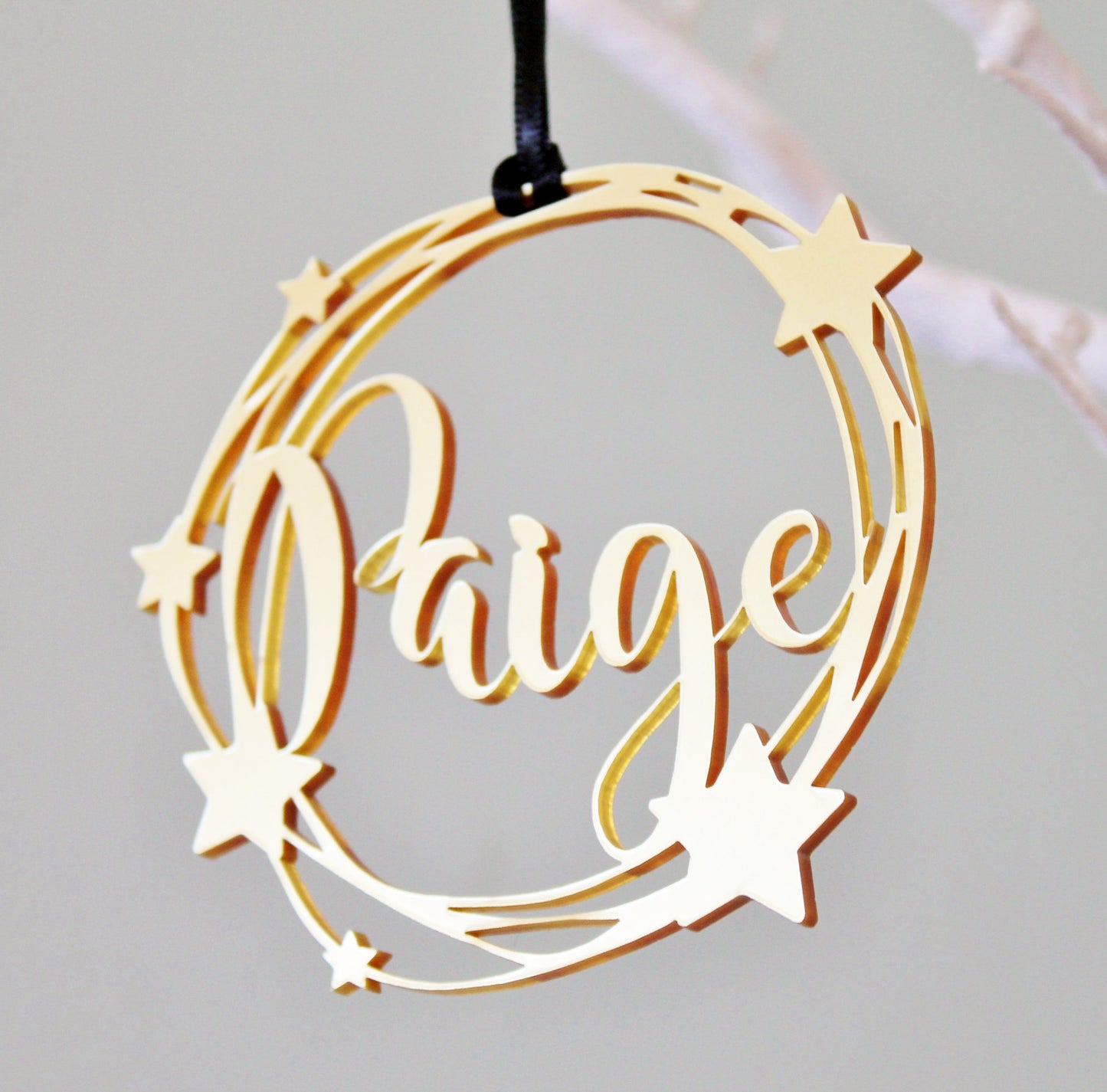 Gold Star Customised Name Bauble