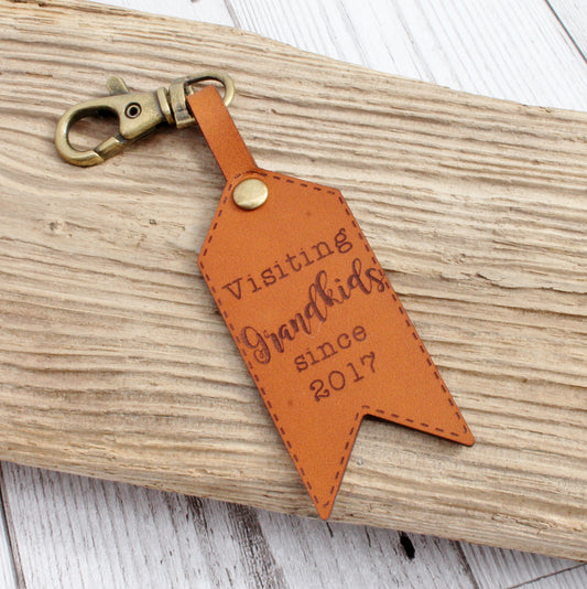 Visiting Grandkids Since-  Leather Luggage Tag