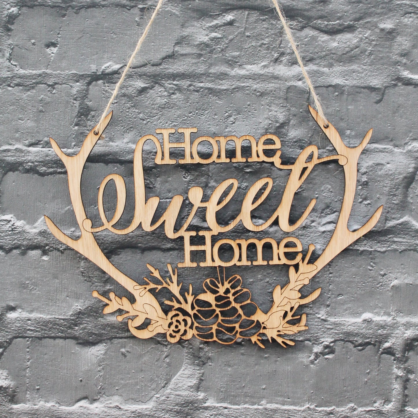 Home Sweet Home Wooden Antler Decoration