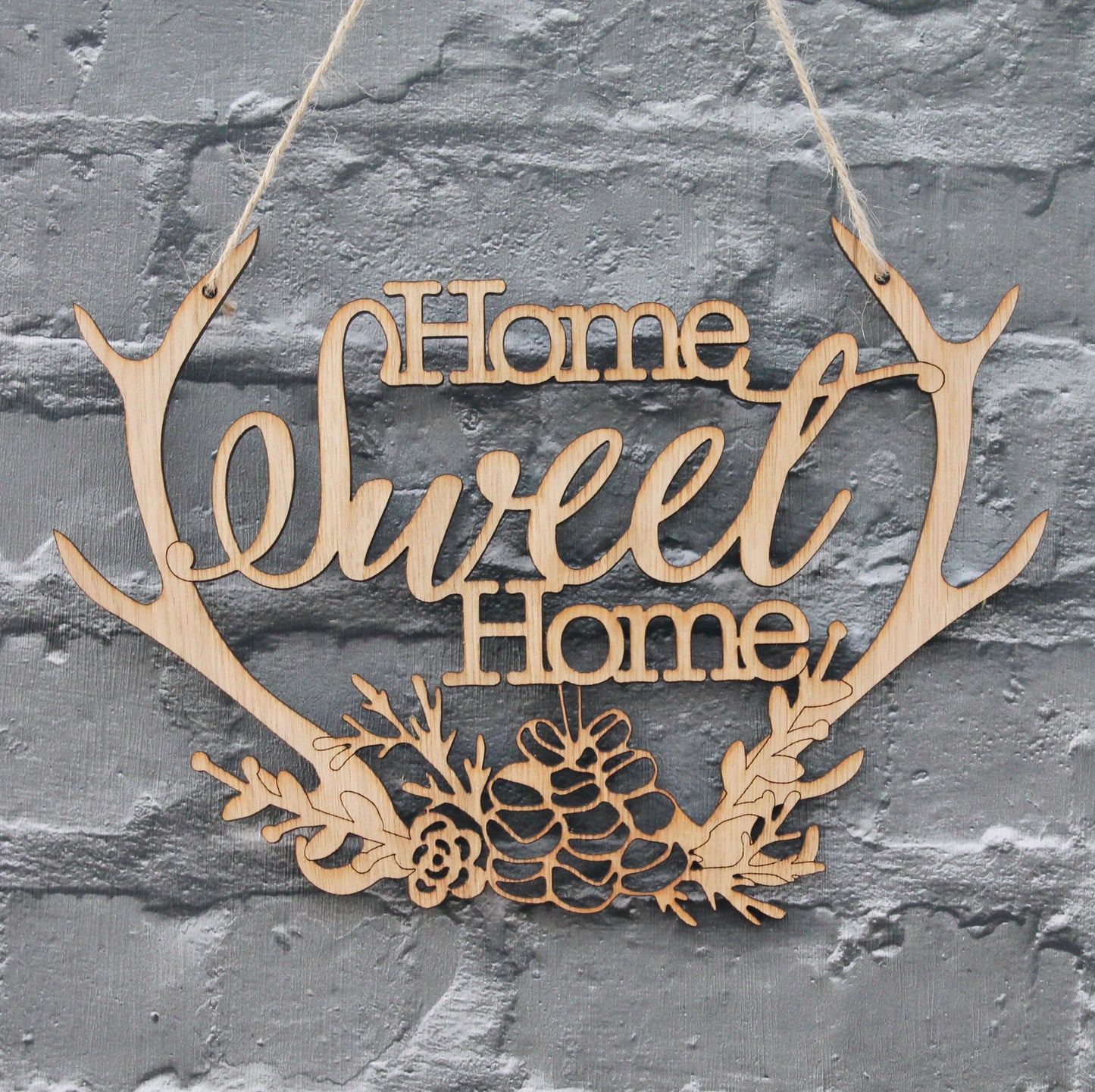 Home Sweet Home Wooden Antler Decoration