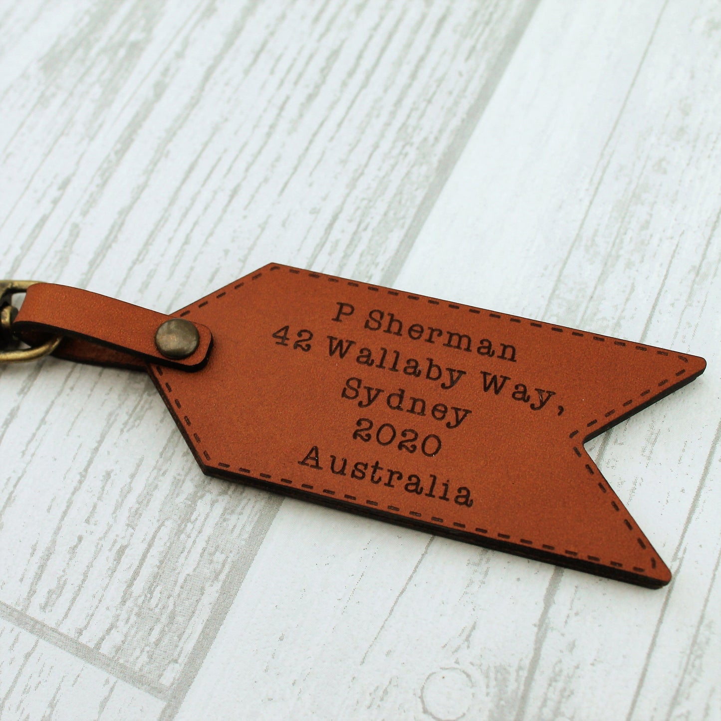 Personalised Funny Leather Luggage Tag - Hands Off!