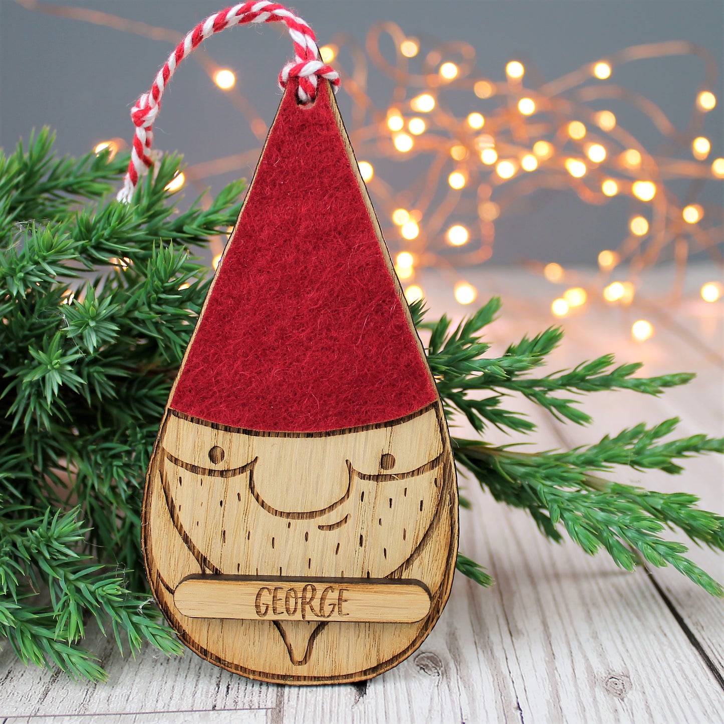 Nordic Gnome Christmas Wooden Santa Bauble